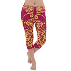 Butterfly Insect Bug Decoration Lightweight Velour Capri Yoga Leggings