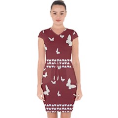 Heart Love Butterflies Animal Capsleeve Drawstring Dress 