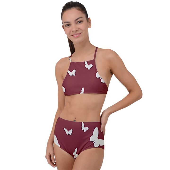 Heart Love Butterflies Animal High Waist Tankini Set