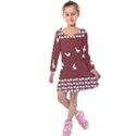 Heart Love Butterflies Animal Kids  Long Sleeve Velvet Dress View1