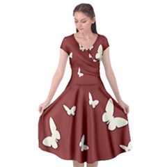 Heart Love Butterflies Animal Cap Sleeve Wrap Front Dress