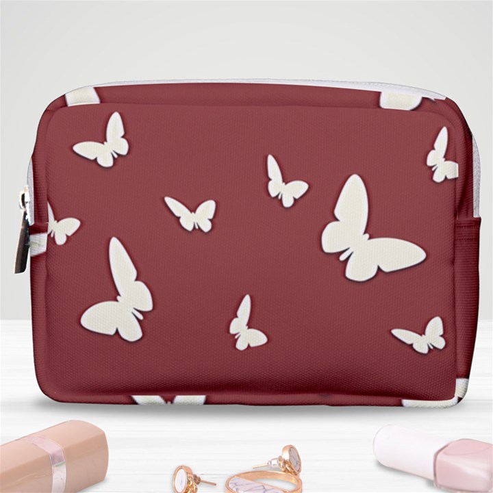 Heart Love Butterflies Animal Make Up Pouch (Medium)