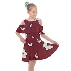 Heart Love Butterflies Animal Kids  Shoulder Cutout Chiffon Dress