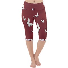 Heart Love Butterflies Animal Lightweight Velour Cropped Yoga Leggings