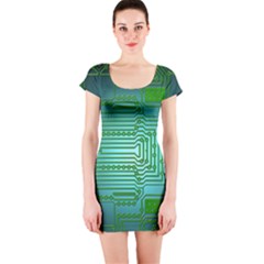 Board Conductors Circuits Short Sleeve Bodycon Dress