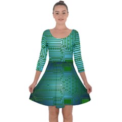 Board Conductors Circuits Quarter Sleeve Skater Dress