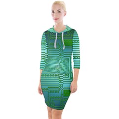 Board Conductors Circuits Quarter Sleeve Hood Bodycon Dress