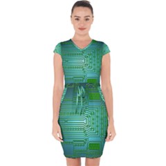 Board Conductors Circuits Capsleeve Drawstring Dress 