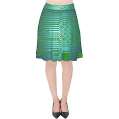 Board Conductors Circuits Velvet High Waist Skirt