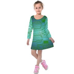 Board Conductors Circuits Kids  Long Sleeve Velvet Dress