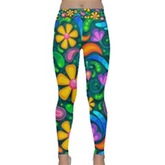 Floral Paisley Background Flower Green Classic Yoga Leggings