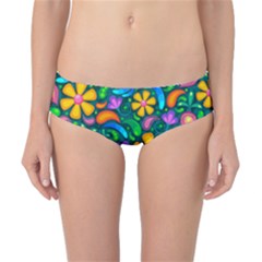 Floral Paisley Background Flower Green Classic Bikini Bottoms