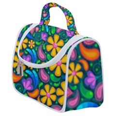 Floral Paisley Background Flower Green Satchel Handbag