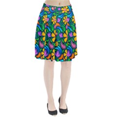 Floral Paisley Background Flower Green Pleated Skirt