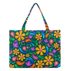 Floral Paisley Background Flower Green Medium Tote Bag