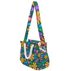 Floral Paisley Background Flower Green Rope Handles Shoulder Strap Bag