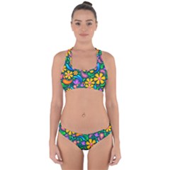 Floral Paisley Background Flower Green Cross Back Hipster Bikini Set