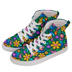 Floral Paisley Background Flower Green Men s Hi-top Skate Sneakers