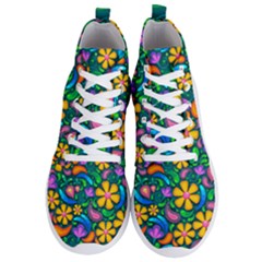 Floral Paisley Background Flower Green Men s Lightweight High Top Sneakers