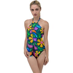 Floral Paisley Background Flower Green Go With The Flow One Piece Swimsuit