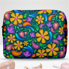 Floral Paisley Background Flower Green Make Up Pouch (large)