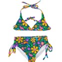 Floral Paisley Background Flower Green Kids  Classic Bikini Set View1