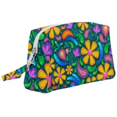 Floral Paisley Background Flower Green Wristlet Pouch Bag (large)