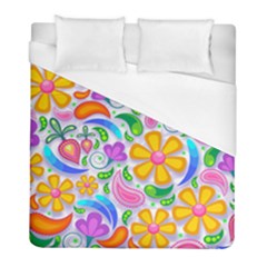 Floral Paisley Background Flower Yellow Duvet Cover (full/ Double Size) by HermanTelo