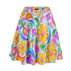 Floral Paisley Background Flower Yellow High Waist Skirt by HermanTelo