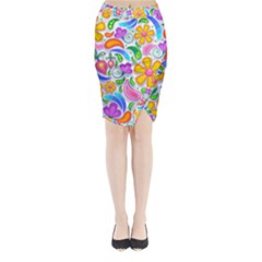 Floral Paisley Background Flower Yellow Midi Wrap Pencil Skirt