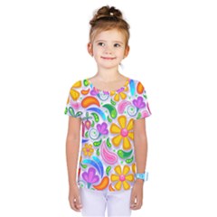 Floral Paisley Background Flower Yellow Kids  One Piece Tee