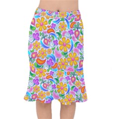 Floral Paisley Background Flower Yellow Mermaid Skirt by HermanTelo