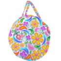 Floral Paisley Background Flower Yellow Giant Round Zipper Tote View1