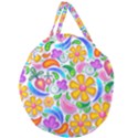 Floral Paisley Background Flower Yellow Giant Round Zipper Tote View2