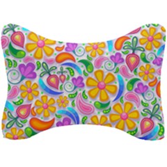 Floral Paisley Background Flower Yellow Seat Head Rest Cushion