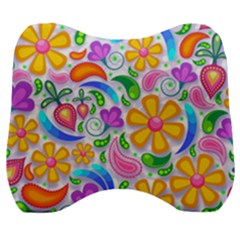 Floral Paisley Background Flower Yellow Velour Head Support Cushion