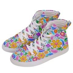 Floral Paisley Background Flower Yellow Women s Hi-top Skate Sneakers by HermanTelo