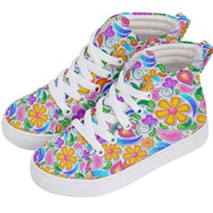 Floral Paisley Background Flower Yellow Kids  Hi-top Skate Sneakers