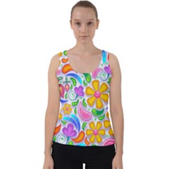 Floral Paisley Background Flower Yellow Velvet Tank Top by HermanTelo