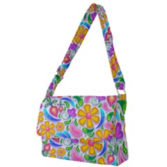 Floral Paisley Background Flower Yellow Full Print Messenger Bag