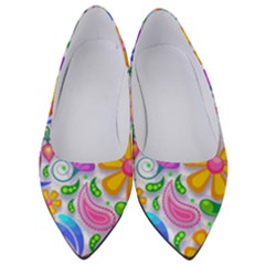 Floral Paisley Background Flower Yellow Women s Low Heels