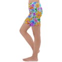 Floral Paisley Background Flower Yellow Kids  Lightweight Velour Capri Yoga Leggings View2