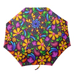 Floral Paisley Background Flower Purple Folding Umbrellas by HermanTelo