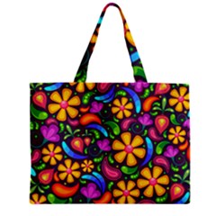 Floral Paisley Background Flower Purple Zipper Mini Tote Bag