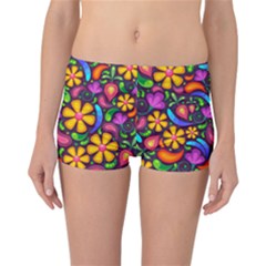 Floral Paisley Background Flower Purple Reversible Boyleg Bikini Bottoms