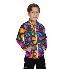 Floral Paisley Background Flower Purple Kids  Windbreaker by HermanTelo