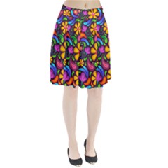 Floral Paisley Background Flower Purple Pleated Skirt by HermanTelo