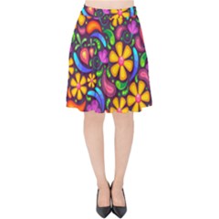 Floral Paisley Background Flower Purple Velvet High Waist Skirt