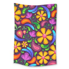 Floral Paisley Background Flower Purple Large Tapestry