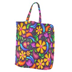 Floral Paisley Background Flower Purple Giant Grocery Tote by HermanTelo